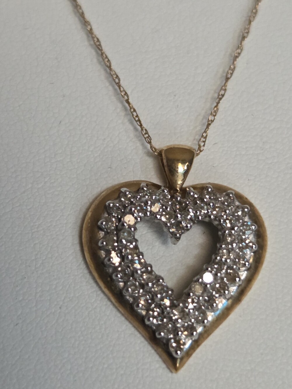Gold Heart Pendant Necklace with Sparkling Crystal Accents